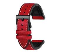 Pgqjfks Bracelet de montre en cuir de vachette 19/20/21/22/23mm, Bracelet de montre en caoutchouc pour hommes, Épingle rouge-noir, 23mm