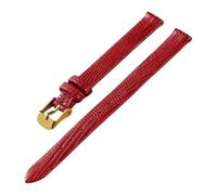 Pgqjfks Bracelet de montre fin en cuir grain de lézard 8/10/12/14/16mm pour femme, Rouge-or, 12mm