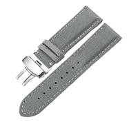Pgqjfks Bracelet en toile de nylon pour hommes, 18mm/19mm/20mm/21mm/22mm/23mm/24mm/26mm, boucle papillon argentée, Gris, 21mm