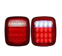PGQSQVTXF pour Jeep pour Wrangler YJ TJ CJ 2 Pièces 16 Feux Arrière À LED Coque Fumée Feu Arrière Feu De Freinage Arrière Feu De Recul Clignotants Feux Arrières Auto(Red Without Turn)