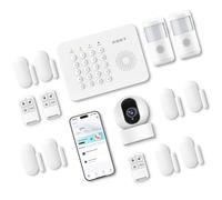 PGST A01-H Alarme maison sans fil WiFi+4G, kit de 8 pièces avec capteurs de portes/fenêtres, application Smart Life + Alexa/Google Assistant, protection 24/7 - Installation facile sans abonnement (kit