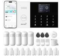 PGST Alarme Maison sans Fil, 4G WiFi Systèmes Sécurité pour la Maison avec APP, Kit Alarme avec 120DB Sirène - pour Camping-Car, Garage, Bureau, Compatible avec Alexa, Google