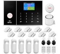PGST Alarme Maison sans Fil DIY 24 pièces-4G/WiFi/GSM Alarme Maison et écran LCD 2,4 Pouces,10 Capteurs de Porte/fenêtre + 5 Détecteurs de Mouvement, Alarme 120 DB，Compatible Tuya/Smart Life/Alexa