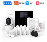 PGST kit sécurité alarme anti intrusion WiFi 2G GSM 4G Works with Tuya Smart Life système sans fil connecté pour maison commerce surveillance mobile installation rapide protection 24h sur 24 4G Kit F