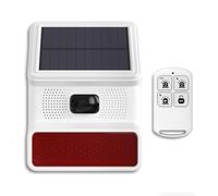 PGST Sirene Alarme Exterieure Solaire, Détecteur de Mouvement Outdoor IP65 Étanche, 120dB Son Puissant avec 11 Sons Réglables, Contrôle à Distance WiFi, Alarme Factice Maison pour Jardin, Ferme,Étang