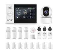 PGST Système D'alarme Maison avec Caméra de Sécurité | Écran tactile grand 4,3 pouces, Alertes GSM 4G / App Tuya, Compatible Alexa et Google, Sans frais mensuels