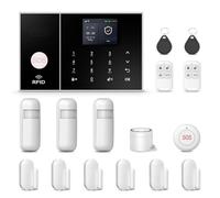 PGST Systèmes de sécurité Domestique, kit d'alarme Smart WiFi 4G Faites-Vous avec détecteur de Mouvement, capteur de fenêtre de la Porte, télécommande, Aucune taxe mensuelle