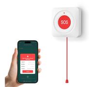 PGST TUYA Bouton d'urgence WiFi SOS avec câble de tirage, pour Enfants handicapés, Personnes âgées, Amis Smartlife App Rappel à Distance Système d'alarme de santé(Wi-FI 2.4GHz Seulement)