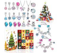 Pgtc Calendrier de l'Avent 2025 - Calendrier de l'Avent beauté DIY pour filles / adolescents / enfants - Calendrier de compte à rebours de Noël avec 24 bracelets, bijoux, arbre et articles de