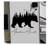PGVXEM Autocollant de Camping-Car personnalisé, Autocollant de forêt d'ours, Autocollant de Camping-Car Aventure(White,105x100cm)