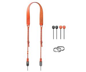 PGYTECH Bandoulière pour appareil photo Air, sangle d'appareil photo à dégagement rapide, surface simili cuir avec cordes tressées, sangle de cou réglable pour appareils photo compacts (Orange Vif)