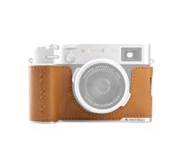 PGYTECH X100VI Étui en Cuir pour FUJIFILM, Demi-étui en Cuir Véritable Fait Main avec Base en Alliage d'Aluminium, Emplacement Carte SD & Œillet de Sangle (pour Fuji X100VI, Marron)