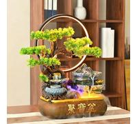 PGZMDTWI Fontaine A Eau Decoration Interieur, Fontaine Interieur, Fontaine De Bureau Zen avec Rocaille Et Eau Courant, pour La Concentration Au Bureau Ou À La Maison(31x35x18)