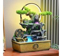 PGZMDTWI Fontaine A Eau Decoration Interieur, Petite Fontaine D'Intérieur avec Mur d'eau Et LED, Une Pièce Décorative Unique pour Une Salle De Méditation Ou Un Bureau(35x47x19)