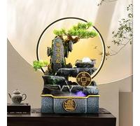 PGZMDTWI Fontaine Interieur, Petite Fontaine Cascade de Table avec Rocaille et Boule à Eau, pour Créer Une Ambiance Zen sur Un Escritorio ou Un Meuble(Blue,38x44x17)