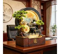 PGZMDTWI Fontaine Interieur, Petite Fontaine Cascade de Table avec Rocaille et Boule à Eau, pour Créer Une Ambiance Zen sur Un Escritorio ou Un Meuble(Red,48x48x22)