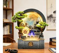 PGZMDTWI Fontaine Interieur, Petite Fontaine Cascade de Table avec Rocaille et Boule à Eau, pour Créer Une Ambiance Zen sur Un Escritorio ou Un Meuble(Blue,48x48x22)