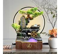 PGZMDTWI Fontaine Interieur, Petite Fontaine Cascade de Table avec Rocaille et Boule à Eau, pour Créer Une Ambiance Zen sur Un Escritorio ou Un Meuble(Red,38x44x17)