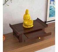 PGZMDTWI Niche de Bouddha en Bois de Rose Massif, double usage mural table vieilli compact, petit autel statues guanyin encens offrandes, petit appartement salon(B,23.6IN)