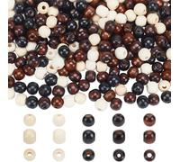 Ph 300pcs Handmade Wooden Beads,6 Colours 10 X 9 Mm Natural Dyed Wooden Beads Loose Macrame Wooden Beads Spacer Beads With 3 Mm Hole For Bracelet Necklace