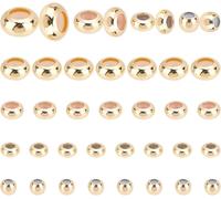 Ph 48 X 14k Gold Plated Slide Beads,4 Sizes Stopper Beads Rubber Insert Spacer Beads Length Adjustment For European Bracelet Necklaces Jewellery 4/5/6/7 Mm