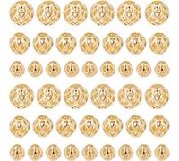 Ph 60pcs Round Golden Beads,Hollow Brass Beads 14k Gold Plated 4 6 8mm Filigree Beads Metal Spacer Beads For Earrings Bracelet Size Chain Necklaces Jewellery