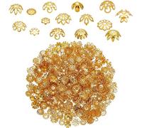 Ph 750pcs 15 Styles Bead Caps,Flower Spacing Caps Hollow Flower Beads Caps Metal Spacer Beads Caps For Bracelet,Earring