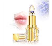 PH Adjusting Colour Changing Lip Balm With Gold Foil, Sheer Tint Jelly Lipstick, Wax & Mineral Oil Moisture Barrier, Plant Oils & Butters, Glossy Finish, Crystal Tube (Soft Bluebell)