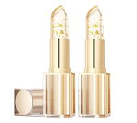 PH Adjusting Lipstick, Colour Changing Lipstick Long Lasting, Transfer Proof Color Changing Lipsticks,Clear Lip Stick 24H Moisturizing with Gold Foil (2pcs)