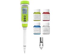 pH-mètre alimentaire numérique multifonctionnel, kit de test de pH de sol de jardin de haute précision avec affichage LCD °C/°F pour les tests de pH des plantes, de l'eau et des aliments. (Vert)