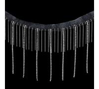 PH PandaHall 1.83m Bordure à Franges en Strass Galon Argent Strass Ruban Gland Diamant Chaîne Brillant Cristal Gland Frange Galon Pour Couture Artisanat Robe Mariage Fête Vêtements Bijoux, 3.8cm large