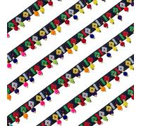 PH PandaHall 1.83m Ruban à Franges Bohème 23mm Ruban en Polyester Jacquard Vintage avec Dentelle à Pompons pour Couture Artisanat Décoration D'Intérieur Rideau Oreiller Tapis Literie Noir