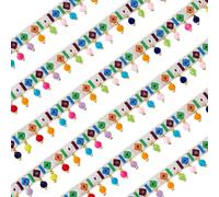PH PandaHall 1.83m Ruban à Franges Bohème 23mm Ruban en Polyester Jacquard Vintage avec Dentelle à Pompons pour Couture Artisanat Décoration D'Intérieur Rideau Oreiller Tapis Literie, Blanc