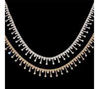 PH PandaHall 1.8m Frange en Strass, 22mm Gland Garniture Gland Chaîne Diamant Cristal Perlé Frange Ceinture Strass Coupe Chaînes pour Vêtements Couture Jean Veste Décoration de Mariage, Or/Argent