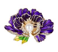 PH PandaHall 1 broche en forme de fleur en émail et strass violets - Pour fête, danse, mariage, banquet, robe à dos, vêtements, 3,6 x 5,1 cm