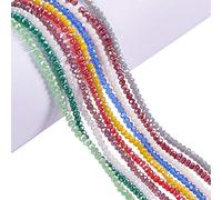 PH PandaHall 10 Chapelet Galvanisé Perles en Verre chapelets, AB Couleur Plaqué, Facette Abaque, Mixte Couleur, 3.5-4x2.5-3mm, Trou: 0.5mm, Environ 150pcs/chapelet, 15.5"