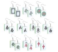 PH PandaHall 10 Paires Boucles d'Oreilles en Tuiles de Mahjong 4.5cm Boucles d'Oreilles Pendantes en Résine Bijoux Uniques et Drôles Cadeaux pour Amoureuses Femmes Cadeaux d'Anniversaire