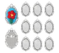 PH PandaHall 10 sets Broches Cabochons Plateau Ovale Vierge avec Cabochons en Verre de 35x29.5mm Broche Style Vintage avec Support pour Photos Base pour Création de Bijoux Mariage Noël, Argent Antique