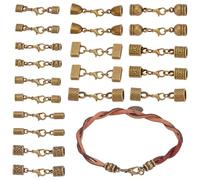 PH PandaHall 10 Styles Embouts Tibétains Embouts de Cordon en Cuir Embout de Tube en Alliage avec Fermoir Mousqueton pour Colliers, Bracelets, la Fabrication de Bijoux, Bronze Antique