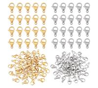 PH PandaHall 100 pcs 2 couleurs en Acier Inoxydable Fermoirs Mousquetons Bijoux Fermoir Mousqueton Collier Fermoirs Bijoux Lien Connecteurs pour la Fabrication de Bijoux Colliers Bracelet 11x7mm