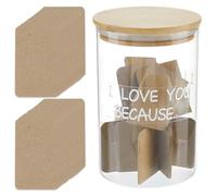 PH PandaHall 1000ml Bocal à Souvenirs Why I Love You Récipient Vierge avec 100pcs Cartes de Vœux Bocal en Verre Transparent avec Couvercle en Bambou Cadeau Anniversaire Couple Saint Valentin