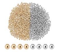 PH PandaHall 1000pcs Perles Intercalaires Plaquées Or 18K Perles Rondes de 2.5mm Perle en Laiton Plaqué Platine pour la Fabrication de Bracelets Colliers Bijoux Décorations D'Halloween et de Noël