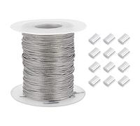 PH PandaHall 100m 0.6mm Fil de Suspension de Cadre Photo Résistant, Fil de Suspension d'image en Acier Inoxydable Avec 30pcs Manchon de Boucle de Sertissage en Aluminium pour Cadres de Miroirs