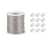 PH PandaHall 100m 0.8mm Fil de Suspension de Cadre Photo Résistant, Fil de Suspension d'image en Acier Inoxydable Avec 30pcs Manchon de Boucle de Sertissage en Aluminium pour Cadres de Miroirs