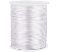 PH PandaHall 100m Cordon de Queue de Rat Soyeux 2mm Cordon de Queue de Rat en Satin Blanc Cordon D'Artisanat en Soie Cordon de Bracelet pour Bracelets Colliers Attrape-Rêves Porte-Clés Tresse Cheveux