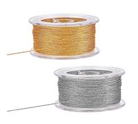 PH PandaHall 100m Cordon métallique, Filetage en Nylon en Or et en Argent Cordons de Perles tressés de 0,8 mm Cordon de guirlandes pour la Fabrication de Bracelets perlées à Bijoux Papier Cadeau