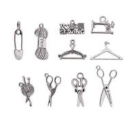 PH PandaHall - 100pcs 10 Styles Breloques Pendentifs Thème de Couture à Tricoter Pendentif Charm en Alliage Style Tibétain Argent Antique pour Fabrication des Bricolages Bijoux