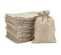 PH PandaHall 100Pcs 18x13cm Pochettes Sachets en Lin Chanvre avec Cordon de Serrage Sachets de Lavande Sac de Toile de Jute pour Dragees Lavande Cadeau, Noël, Couleur Brun Jaune