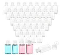 PH PandaHall 100pcs 1oz 30ml flacon de Voyage Transparent Vide et Rechargeable avec Bouchon à Clapet Blanc Idéal pour les Voyages la Salle de Sport et le Gel Douche