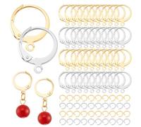 PH PandaHall 100pcs 2 Colors Crochets de Boucles D'Oreilles Acier Inoxydable 304, Fermoirs de Boucles D'oreilles Boucle Fermoir à Levier Rond avec 100pcs Anneaux for Bijoux, 14.5x12mm